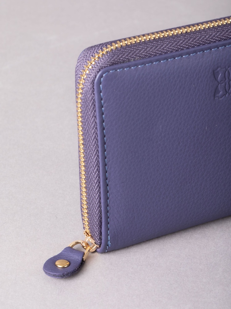 Lakeland Leather Purple Chrome Small Zip Purse - Image 4 of 5