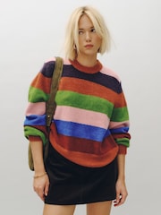 Višestruke Stripe - Pleteni džemper s dugim rukavima i okruglim izrezom od vune - Slika 2 od 5