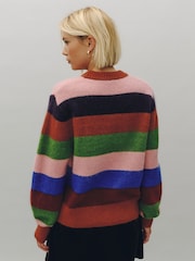 Višestruke Stripe - Pleteni džemper s dugim rukavima i okruglim izrezom od vune - Slika 4 od 5
