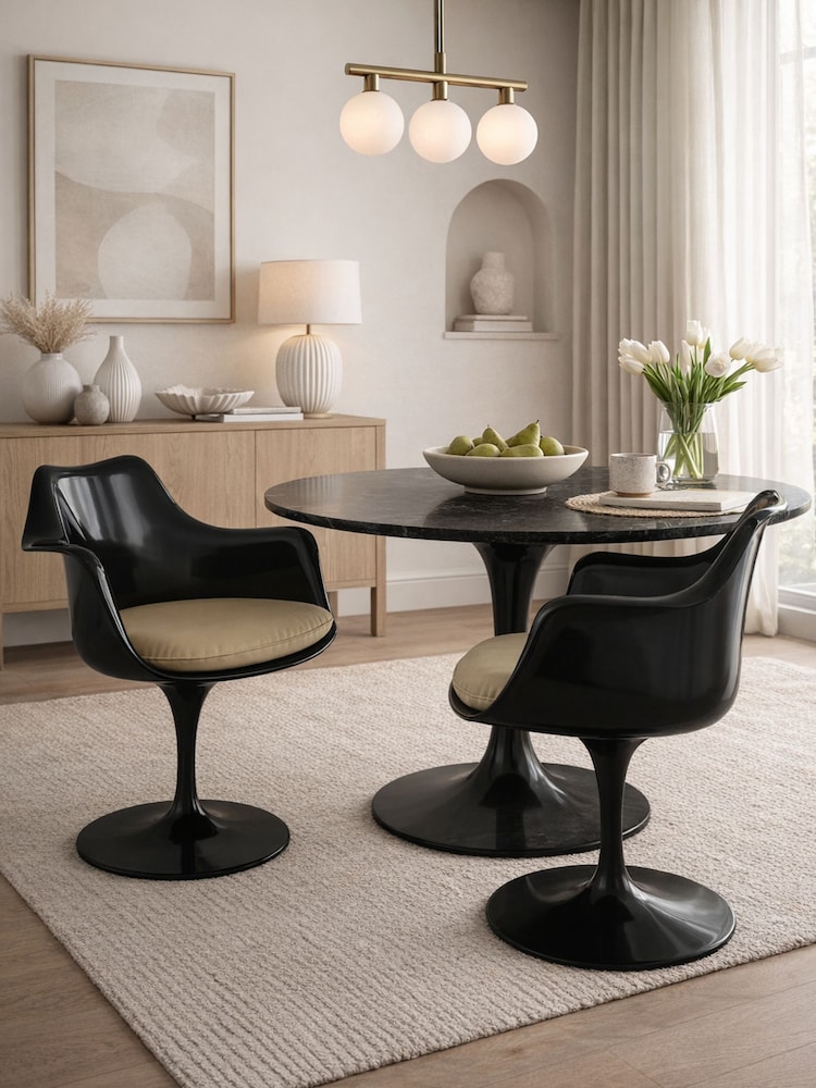 Fusion Living Set of 2 Taupe Tulip Armchairs with PU Cushions - Image 1 of 4