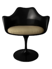Fusion Living Set of 2 Taupe Tulip Armchairs with PU Cushions - Image 2 of 4