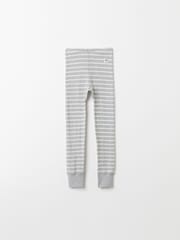 Polarn O. Pyret Grey Organic Cotton Striped Leggings - Image 1 of 2