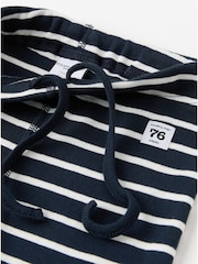 Polarn O. Pyret Blue Organic Cotton Striped Leggings - Image 3 of 3