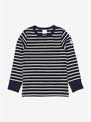 Polarn O. Pyret Blue Organic Cotton Striped Top - Image 1 of 2