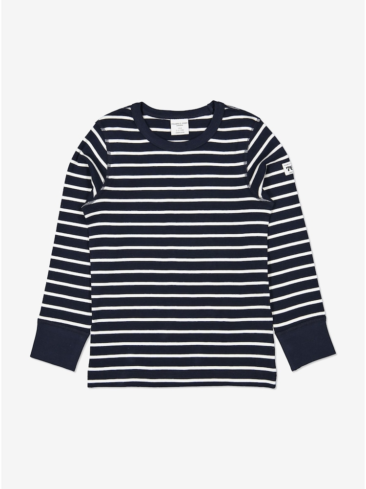 Polarn O. Pyret Blue Organic Cotton Striped Top - Image 1 of 2