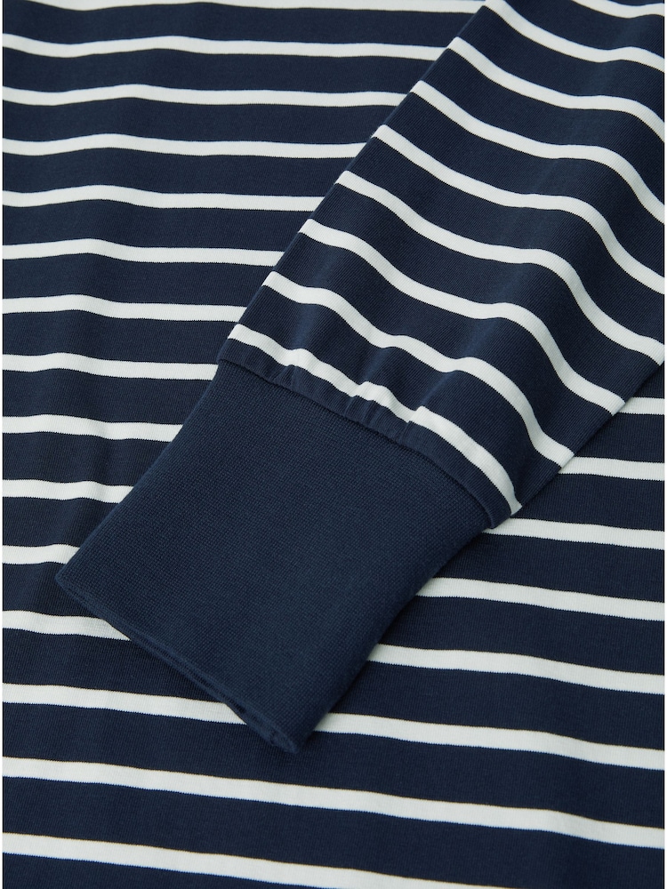 Polarn O. Pyret Blue Organic Cotton Striped Top - Image 2 of 2