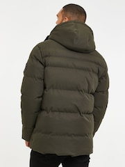 Kaki zelena - Threadbare Puffer plašč s kapuco, nepremočljiv za prhanje - Slika 2 iz 4