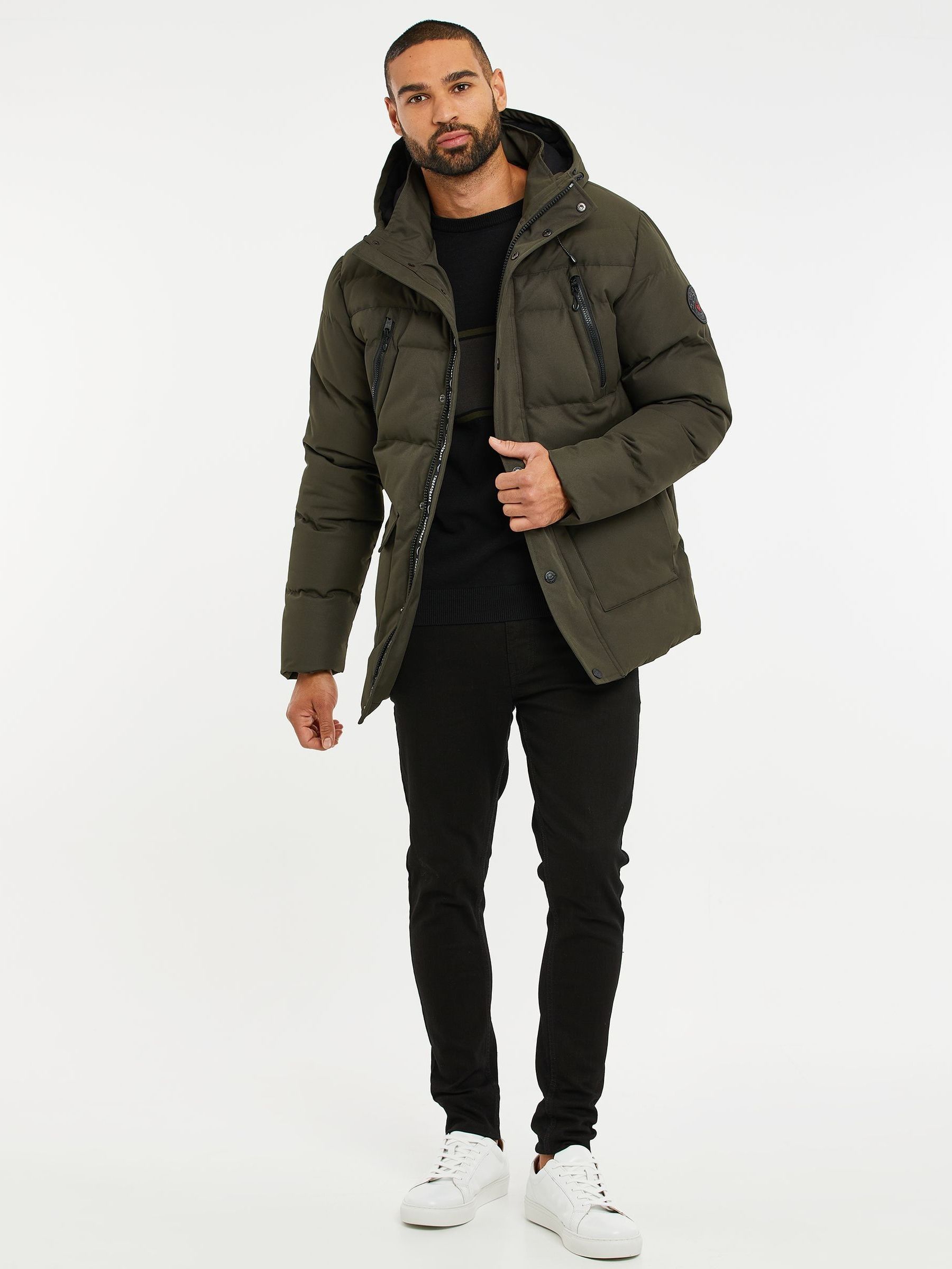 Buy Threadbare Khaki Green Hooded Showerproof Puffer Coat