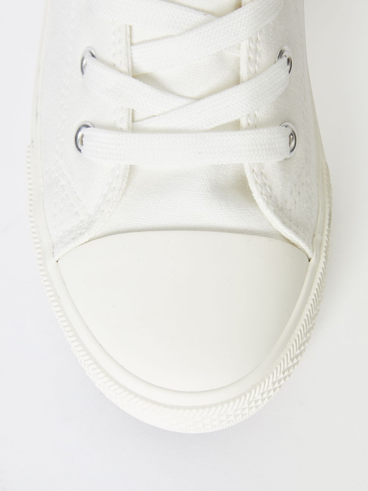 Lipsy White Flat High Top Lace Up Flatform Trainer - Image 2 of 4