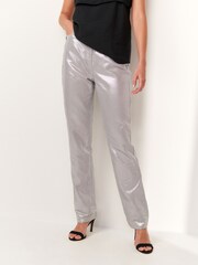 Silver Linen Blend 4 Pocket Straight Leg Trousers - Image 3 of 5