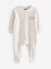 DKNY Jeans Pink Cotton Sleepsuit, Bodysuit and Bib Baby Gift Set - Image 2 of 4