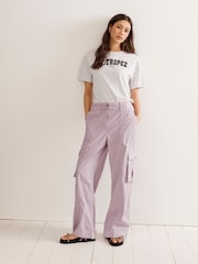 Lilac Purple Adjustable Waist Cargo Trousers - Image 1 of 7