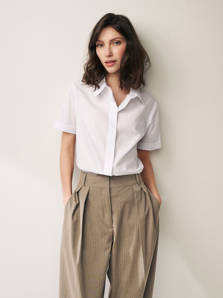 White Short Sleeve Collared Shirt - Image 1 of 5