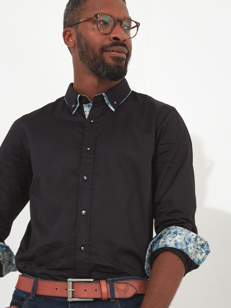 Joe Browns Black 100% Cotton Superb Double Collar Shirt - Image 4 of 5