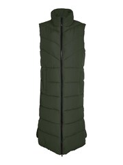 NOISY MAY Green Maxi Length Padded Quilted Collarless Gilet - Image 4 of 4