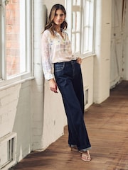 Ecru Celestial Print Sheer Long Sleeve Shirt - Image 2 of 7