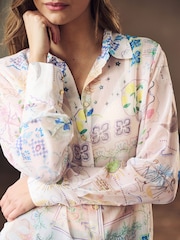 Ecru Celestial Print Sheer Long Sleeve Shirt - Image 5 of 7