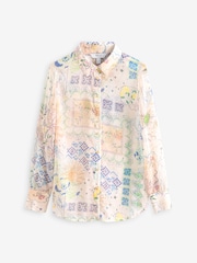 Ecru Celestial Print Sheer Long Sleeve Shirt - Image 6 of 7