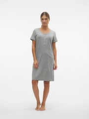 Mamalicious Grey Maternity Button Front Comfort Night Dress With Nursing Function - Image 4 of 6