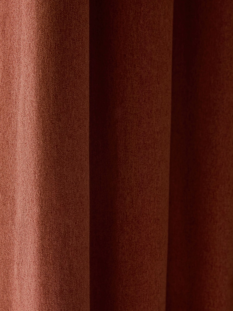 Rust Orange Brushed Eyelet Blackout/Thermal Curtains - Image 5 of 8