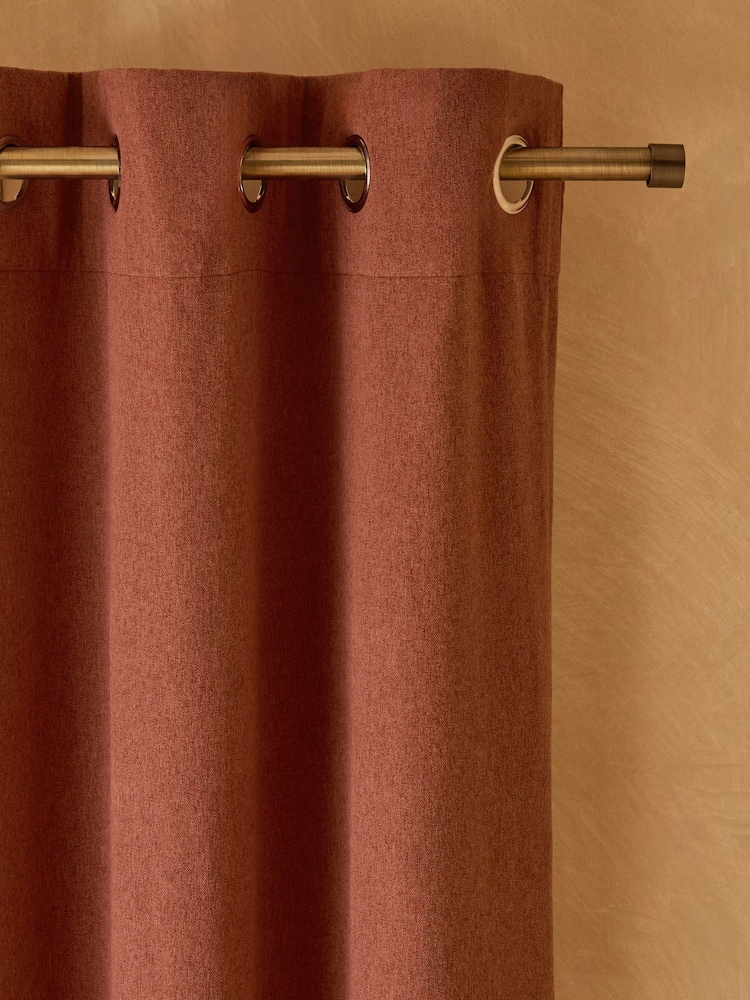 Rust Orange Brushed Eyelet Blackout/Thermal Curtains - Image 6 of 8
