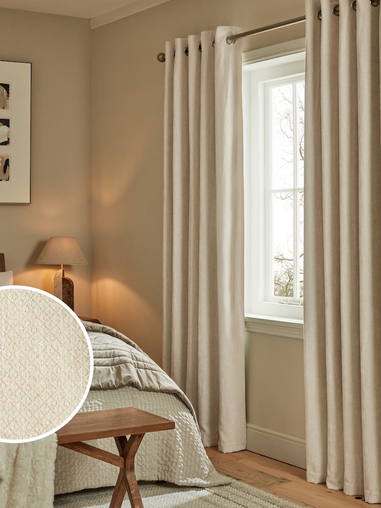 Natural Super Soft Cosy Blackout/Thermal Eyelet Curtains - Image 1 of 6