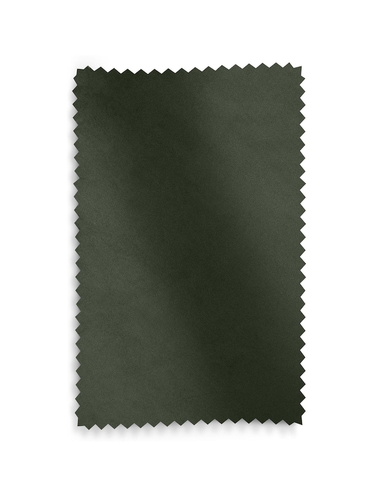 Green Dark Matte Velvet Pencil Pleat Blackout/Thermal Curtains - Image 8 of 8