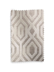 Natural/Champagne Collection Luxe Heavyweight Geometric Cut Velvet Eyelet Lined Curtains - Image 5 of 5