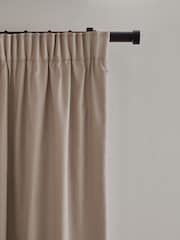 Natural Dark Cotton Lined Pencil Pleat Curtains - Image 2 of 8