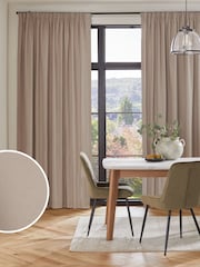 Natural Dark Cotton Lined Pencil Pleat Curtains - Image 5 of 8