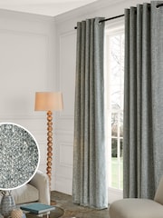 Blue Cosy Texture Blackout/Thermal Eyelet Curtains - Image 1 of 7