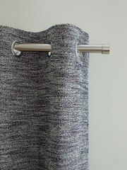 Navy Blue Bouclé Textured Eyelet Lined Curtains - Image 4 of 5