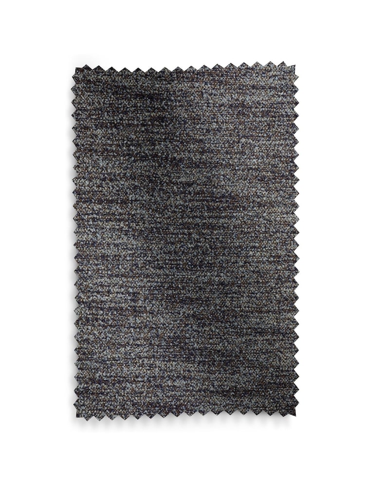 Navy Blue Bouclé Textured Eyelet Lined Curtains - Image 5 of 5