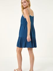 Roman Blue Embellished Strappy Tiered Dress - Image 3 of 5