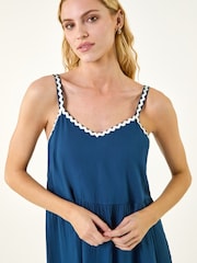 Roman Blue Embellished Strappy Tiered Dress - Image 4 of 5