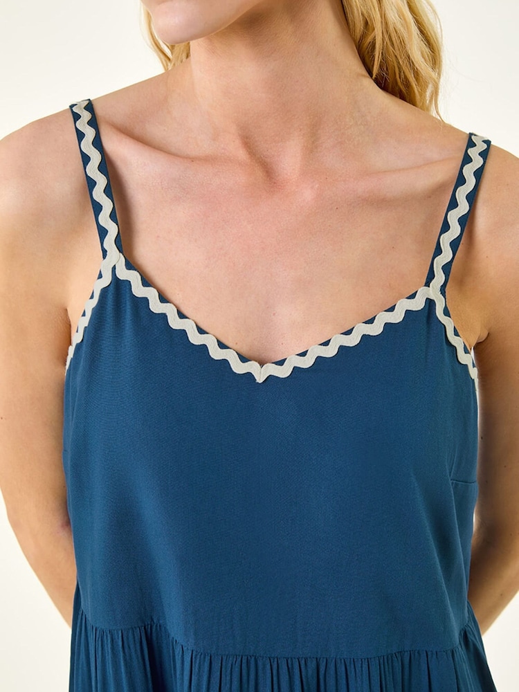Roman Blue Embellished Strappy Tiered Dress - Image 5 of 5 Roman Blue Embellished Strappy Tiered Dress - Image 5 of 5