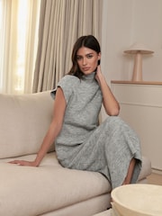 Lipsy Grey Soft Knit Ribbed Midi Skirt - Image 3 of 4