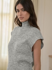 Lipsy Grey Soft Knit Ribbed Tabbard Vest - Image 2 of 4