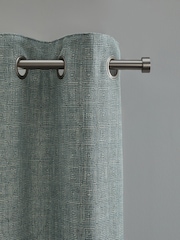Blue Woven Geometric Eyelet Lined Curtains - Image 1 of 5