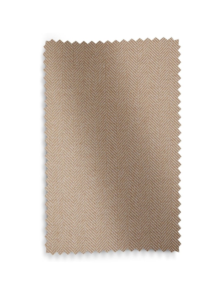 Tan Brown Natural Herringbone Weave Pencil Pleat Lined Curtains - Image 6 of 6