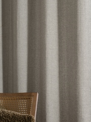 Grey Herringbone Weave Blackout/Thermal Eyelet Curtains - Image 5 of 11