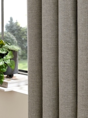 Grey Herringbone Weave Blackout/Thermal Eyelet Curtains - Image 7 of 11