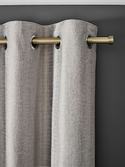 Silver Grey Metallic Stripe Eyelet Blackout/Thermal Curtains - Image 1 of 7