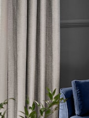 Silver Grey Metallic Stripe Eyelet Blackout/Thermal Curtains - Image 5 of 7