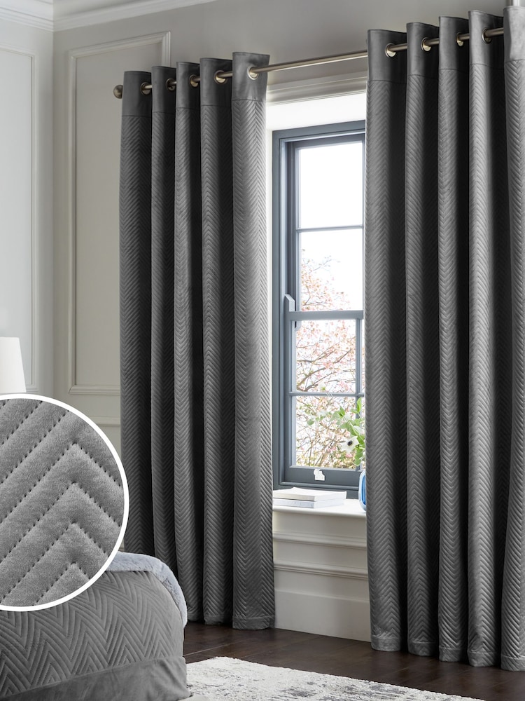 Charcoal Grey Madison Blackout/Thermal Eyelet Curtains - Image 2 of 5