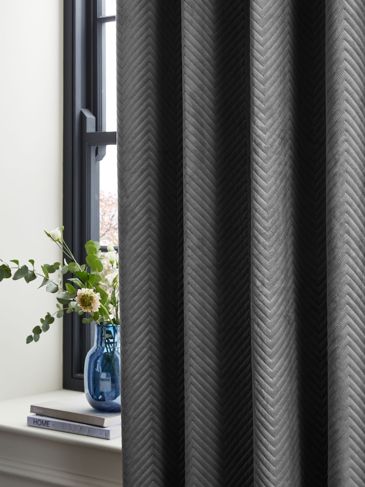Charcoal Grey Madison Blackout/Thermal Eyelet Curtains - Image 5 of 5