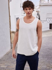 Ecru White Textured 100% Cotton Vest - Image 3 of 7