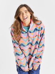 Harper & Lewis Pink Raver Retro Pattern 1/4 Zip Polar Fleece - Image 1 of 7