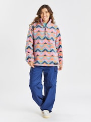 Harper & Lewis Pink Raver Retro Pattern 1/4 Zip Polar Fleece - Image 2 of 7