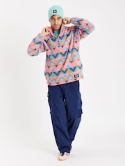 Harper & Lewis Pink Raver Retro Pattern 1/4 Zip Polar Fleece - Image 3 of 7